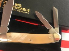 J A Henckels 3 Blade Whittler Pocket Knife w/ Fantastic Buffalo Horn Handles! NOS & M/NM J A Henckels 3 Blade Whittler Pocket Knife w/ Fantastic Buffalo Horn Handles! NOS & M/NM