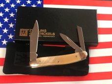 J A Henckels 3 Blade Whittler Pocket Knife w/ Fantastic Buffalo Horn Handles! NOS & M/NM J A Henckels 3 Blade Whittler Pocket Knife w/ Fantastic Buffalo Horn Handles! NOS & M/NM