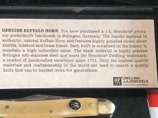 J A Henckels 3 Blade Whittler Pocket Knife w/ Fantastic Buffalo Horn Handles! NOS & M/NM J A Henckels 3 Blade Whittler Pocket Knife w/ Fantastic Buffalo Horn Handles! NOS & M/NM