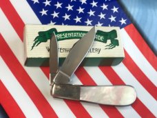 I*XL Barlow Pocket Knife w/ Black Lip Pearl & fiery Multi-Colored Handles -I*XL Blade Etch-IXL -NOS