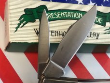 I*XL Barlow Pocket Knife w/ Black Lip Pearl & fiery Multi-Colored Handles -I*XL Blade Etch-IXL -NOS