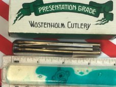 I*XL Barlow Pocket Knife w/ Black Lip Pearl & fiery Multi-Colored Handles -I*XL Blade Etch-IXL -NOS