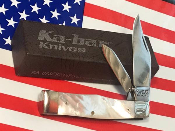 Vintage Ka-Bar 2 Blade Jack / GunStock Pocket Knife w/ Beautiful Fiery Mother of Pearl Handles -NOS Vintage Ka-Bar 2 Blade Jack / GunStock Pocket Knife w/ Beautiful Fiery Mother of Pearl Handles -NOS