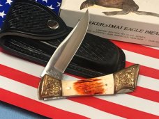 Vint Parker IMAI K-266 Lockback Hunter Knife w A Sea Lion Blade Etching -Orig Sheath & Box -NOS Vint Parker IMAI K-266 Lockback Hunter Knife w A Sea Lion Blade Etching -Orig Sheath & Box -NOS