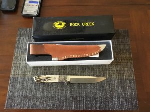 Rock Creek Hanwei HWS -1K fixed blade knife great stag and engraved bolsters NIB 