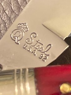 New 1992 Schatt & Morgan 041 811 Red Jigfed Bone Handle Slimline With Single Blade Plus SS Sheild New 1992 Schatt & Morgan 041 811 Red Jigfed Bone Handle Slimline With Single Blade Plus SS Sheild