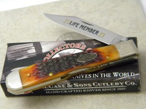 Case XX USA 2013 W.R. Case & Sons Cutlery Co. Collectors Club Bone 6111 1/2 Cheetah Lockback Knife