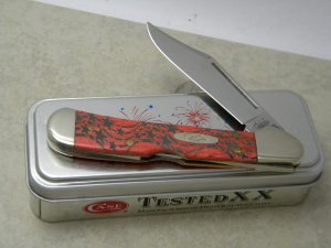 Case XX USA 2004 Old Red Laser Engraved Bone 61549 L SS Copperlock Knife NIB