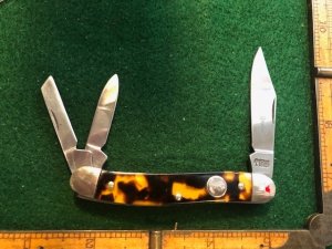 Boker Tree Brand Serpentine Whittler in Faux Tortoise Has Nice, clear etch