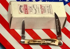 Schatt & Morgan Half Whittler w/ Nice Stag Horn Handles -NOS
