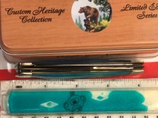 Bear & Son Custom 2 Blade Trapper Knife w/ Smooth Blue Bone Handles & Titanium Blades -NOS Bear & Son Custom 2 Blade Trapper Knife w/ Smooth Blue Bone Handles & Titanium Blades -NOS