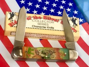 Vintage Camillus 2 Blade Large Cigar Knife w Riders of the Silver Screen Handles -Gene Autry -NOS