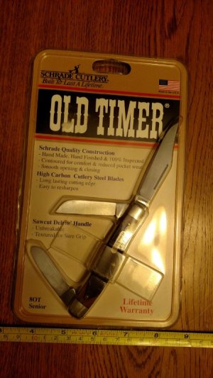  SCHRADE USA Old Timer 8OT Senior Stockman Pocket Knife Saw Cut Delrin NOS NIP