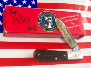 2007 Bulldog Brand, HAND MADE -Single Blade Barlow with Deep Groove Bone Handles & Orig Box -NOS