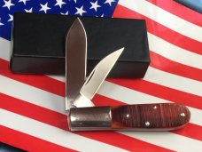 Queen *Dan Burke* Barlow Pocket Knife w Beautiful Multi Color Brown Sawcut Bone Handles -MINT! Queen *Dan Burke* Barlow Pocket Knife w Beautiful Multi Color Brown Sawcut Bone Handles -MINT!