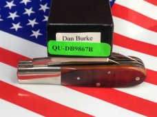 Queen *Dan Burke* Barlow Pocket Knife w Beautiful Multi Color Brown Sawcut Bone Handles -MINT! Queen *Dan Burke* Barlow Pocket Knife w Beautiful Multi Color Brown Sawcut Bone Handles -MINT!