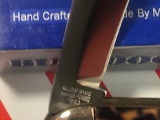 1993 Bulldog Brand Whittler Pocket Knife w Faux Tortoise Shell Handles & Frost Blade Etch 1993 Bulldog Brand Whittler Pocket Knife w Faux Tortoise Shell Handles & Frost Blade Etch