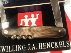 Vintage J A Henckels 2 Blade Gentlemens Knife w/ Horn Handles +Orig Pouch Vintage J A Henckels 2 Blade Gentlemens Knife w/ Horn Handles +Orig Pouch