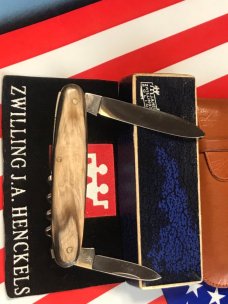 Vintage J A Henckels 2 Blade Gentlemens Knife w/ Horn Handles +Orig Pouch Vintage J A Henckels 2 Blade Gentlemens Knife w/ Horn Handles +Orig Pouch