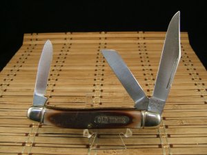 SCHRADE OLD TIMER 858 LUMBERJACK USA LARGE VINT. NOS USED STOCKMAN CARBON STEEL BLADES POCKET KNIFE