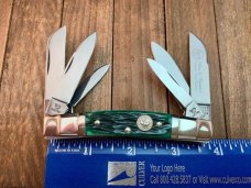 Hen and Rooster Bertram Cutlery Solingen Germany 6 Blade Congress Jade Green Bone