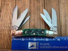 Hen and Rooster Bertram Cutlery Solingen Germany 6 Blade Congress Jade Green Bone
