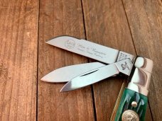 Hen and Rooster Bertram Cutlery Solingen Germany 6 Blade Congress Jade Green Bone