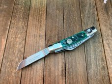 Hen and Rooster Bertram Cutlery Solingen Germany 6 Blade Congress Jade Green Bone