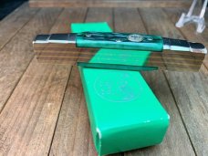 Hen and Rooster Bertram Cutlery Solingen Germany 6 Blade Congress Jade Green Bone