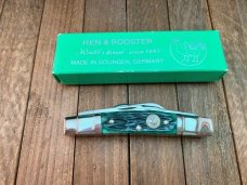 Hen and Rooster Bertram Cutlery Solingen Germany 6 Blade Congress Jade Green Bone