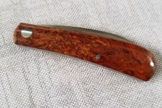 J Taber Vintage Rag Micarta Sway Back Knife,3 5/8" closed ,Cpm-154, zippered pouch & makers card J Taber Vintage Rag Micarta Sway Back Knife,3 5/8" closed ,Cpm-154, zippered pouch & makers card