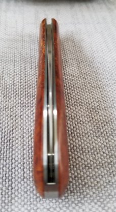 J Taber Vintage Rag  Micarta Sway Back Knife,3 5/8" closed ,Cpm-154, zippered pouch & makers card