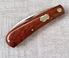 J Taber Vintage Rag  Micarta Sway Back Knife,3 5/8" closed ,Cpm-154, zippered pouch & makers card