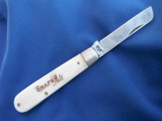 Schrade N.Y. USA Made, 3-3/4" 175 Sheepsfoot Pruner Jack Knife Draper Felt Advertising on scales. Schrade N.Y. USA Made, 3-3/4" 175 Sheepsfoot Pruner Jack Knife Draper Felt Advertising on scales.