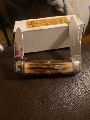 New Schatt & Morgan Factory Sample Super Fat & Super Gnarly Stag With Dimpled Bolsters & 2 Blades