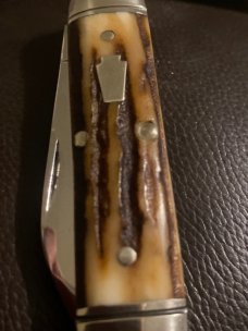 New Schatt & Morgan Factory Sample Super Fat & Super Gnarly Stag With Dimpled Bolsters & 2 Blades New Schatt & Morgan Factory Sample Super Fat & Super Gnarly Stag With Dimpled Bolsters & 2 Blades
