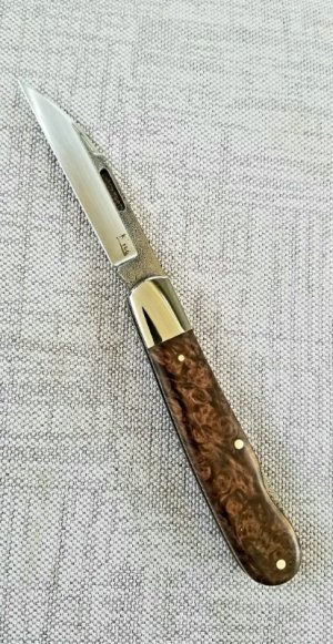 K'roo Custom Sway Back Lockback Knife,Beech Burl,NEW,W/GEC slip, 4",VIPER
