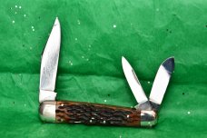 "I Can Dig Gold From Quartz" Whittler Brown Bone 1980's # 17/600 (?) Lock-back main Blade "I Can Dig Gold From Quartz" Whittler Brown Bone 1980's # 17/600 (?) Lock-back main Blade