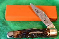 "I Can Dig Gold From Quartz" Whittler Brown Bone 1980's # 17/600 (?) Lock-back main Blade "I Can Dig Gold From Quartz" Whittler Brown Bone 1980's # 17/600 (?) Lock-back main Blade