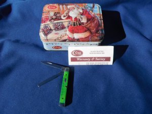 NIB/NOS Case XX Limited Edition Baby Doc Doctors Knife 6282 Bright Green Bone, In a Christmas Tin