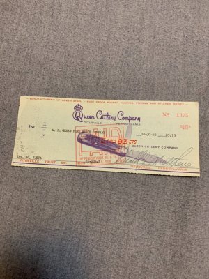 Queen Cutlery Check from 1963