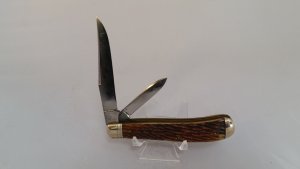 schrade Walden Serpentine Jack Knife 861 Peach Seed Bone (1950"s)