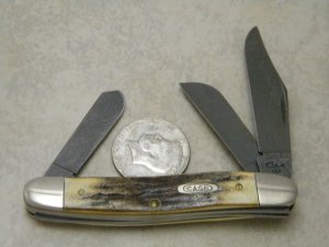 Case XX USA 4 Dot Stag 5347D Damascus Stockman Knife
