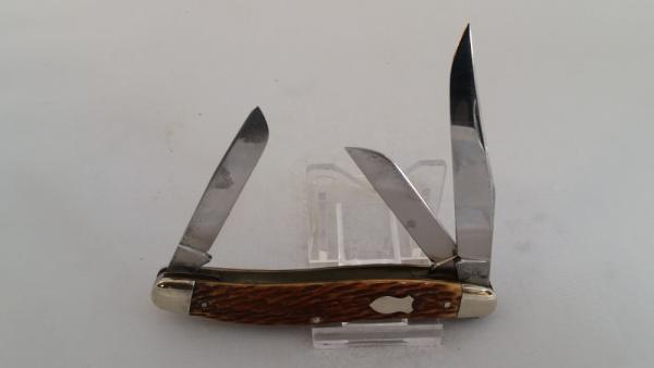 Schrade Walden Serpentine Stockman Knife with Peach Seed Bone 861 (1950"s) Schrade Walden Serpentine Stockman Knife with Peach Seed Bone 861 (1950"s)