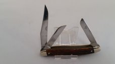 Schrade Walden Serpentine Stockman Knife with Peach Seed Bone 861 (1950"s) Schrade Walden Serpentine Stockman Knife with Peach Seed Bone 861 (1950"s)
