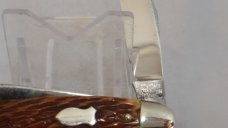 Schrade Walden Serpentine Stockman Knife with Peach Seed Bone 861 (1950"s) Schrade Walden Serpentine Stockman Knife with Peach Seed Bone 861 (1950"s)