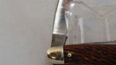 Schrade Walden Serpentine Stockman Knife with Peach Seed Bone 861 (1950"s) Schrade Walden Serpentine Stockman Knife with Peach Seed Bone 861 (1950"s)
