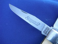 SCHRADE+ USA 296Y Numbered SCRIMSHAW THE TRAPPER POCKET KNIFE   Serial# 3231 