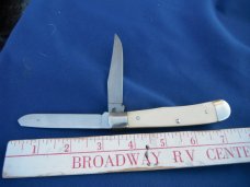 SCHRADE+ USA 296Y Numbered SCRIMSHAW THE TRAPPER POCKET KNIFE   Serial# 3231 