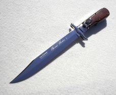 NOS FOX EXOTIC COCOBOLO WOOD ( PIG STICKER ) MANIAGO ITALY LEVER LOCK WITH BOX / LEATHER SHEATH